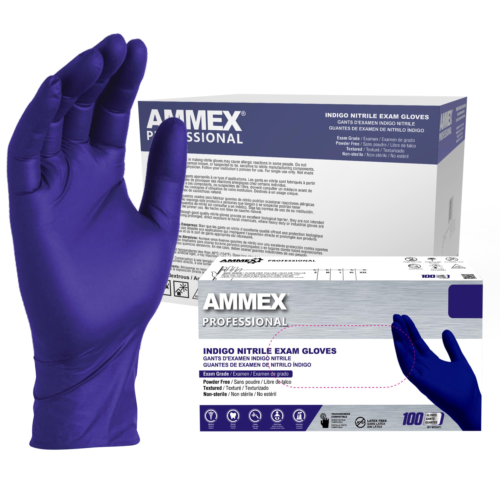 AMMEX Indigo nitrile gloves 3mil for lightweight protection in everyday tasks