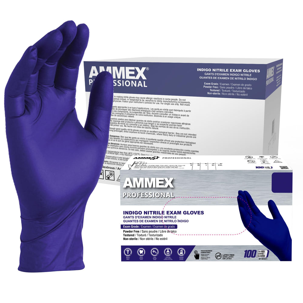 AMMEX Indigo nitrile gloves 3mil for lightweight protection in everyday tasks