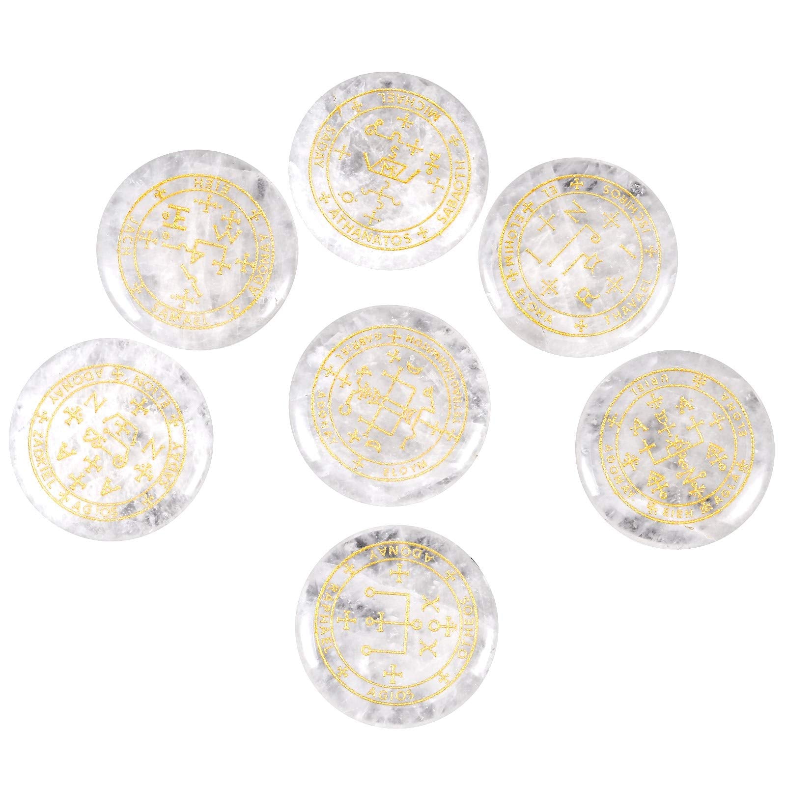 Amogeeli 7pcs Archangel stones with engraved sigils for protection.