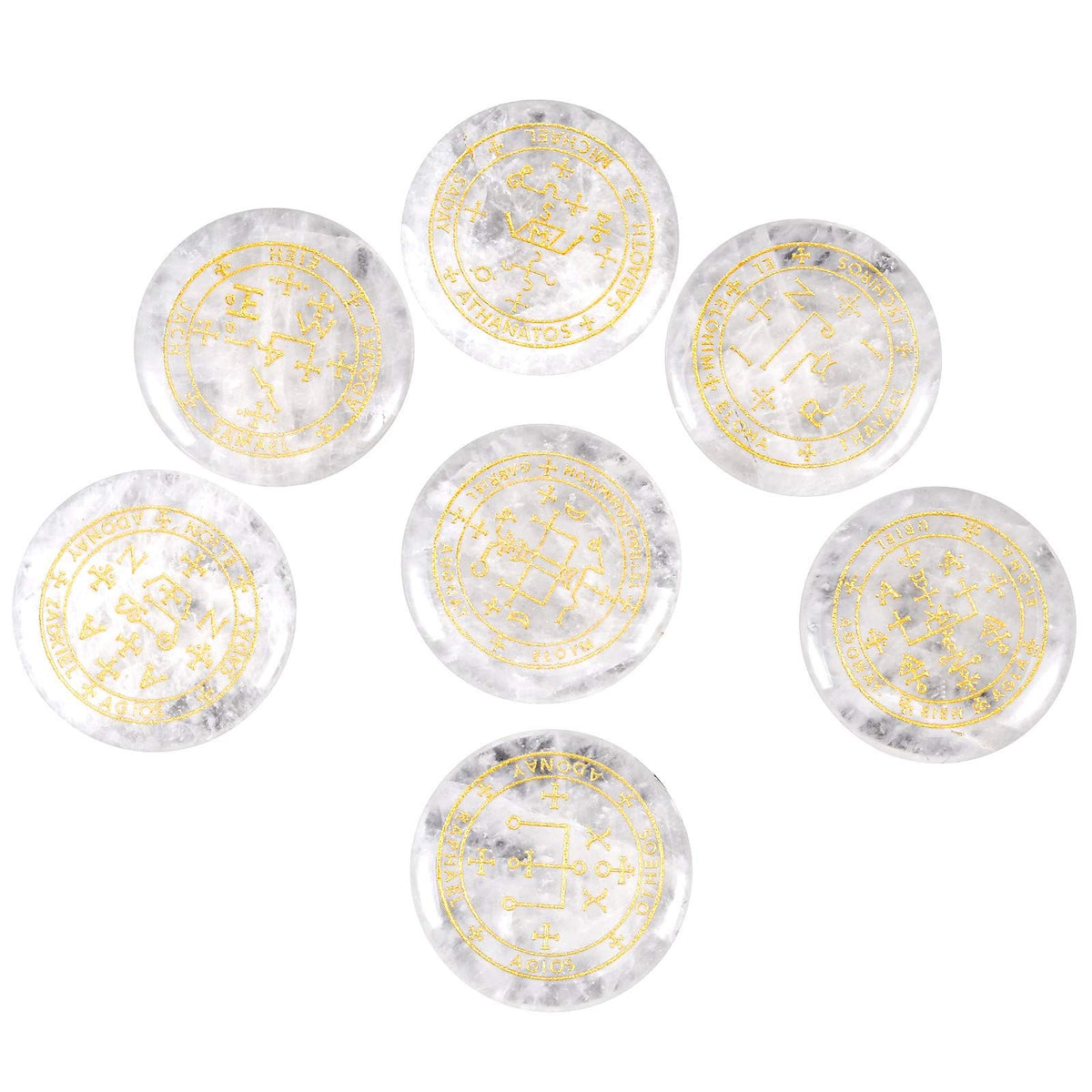 Amogeeli 7pcs Archangel stones with engraved sigils for protection.