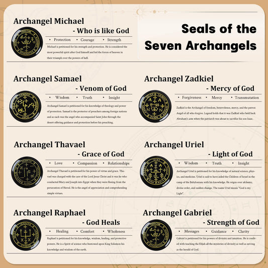 Amogeeli Archangel sigil stones with golden engraving for meditation.