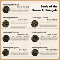 Amogeeli Archangel sigil stones with golden engraving for meditation.