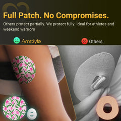 Amolyfe Dexcom G7 patches with hard caps shield the sensor from bumps.
