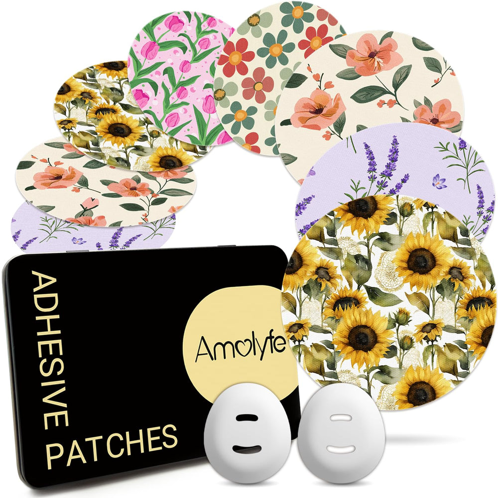 Amolyfe Dexcom G7 sunflower patch design protects sensor during workouts.