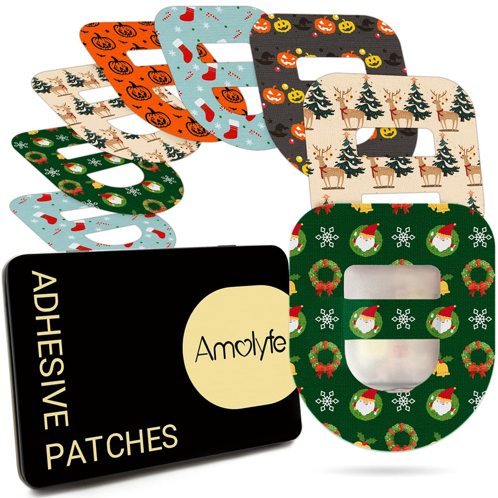 Amolyfe Omnipod patch in Christmas design stays waterproof during shower and swim