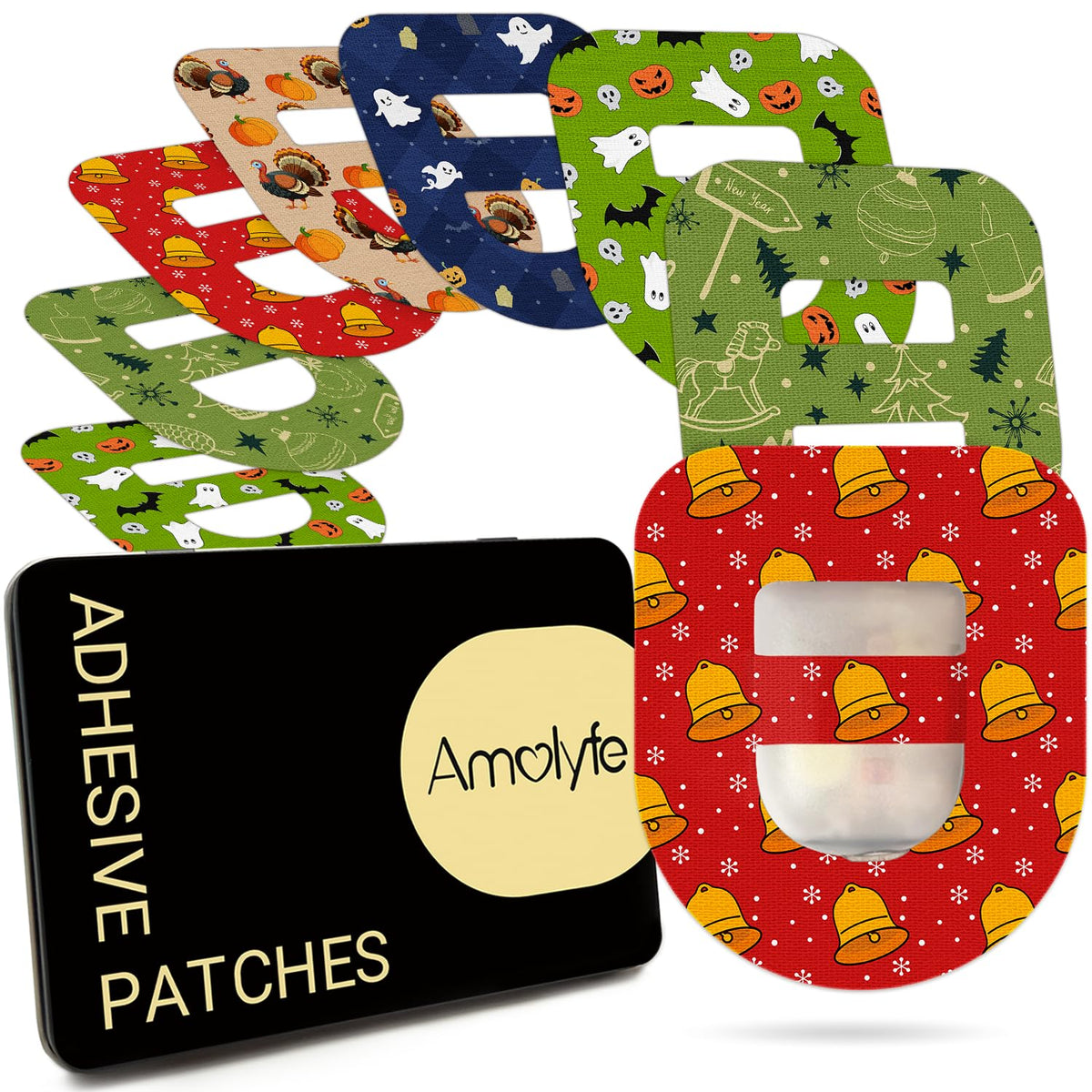 Amolyfe Omnipod overpatch with middle strap secures wear during workouts.