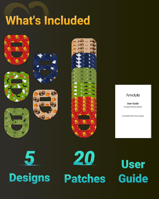 Amolyfe Omnipod overpatch with stretch-back design enables easy application.