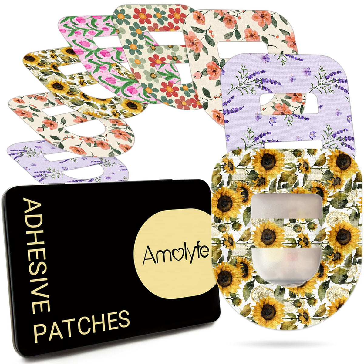 Amolyfe Omnipod overpatches middle strap for secure, long-wearing protection.