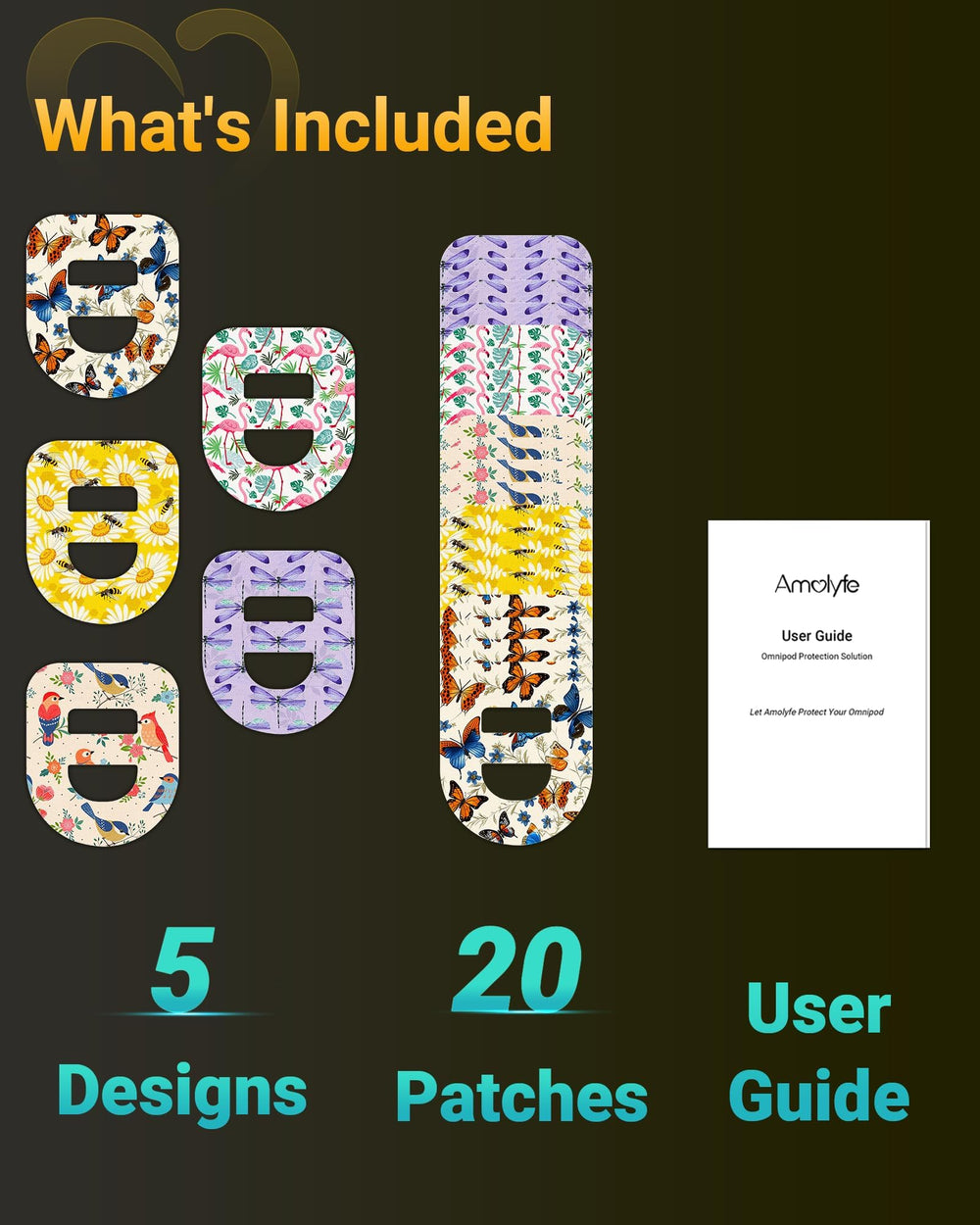 Amolyfe Omnipod patch stretch-back design enables easy application.