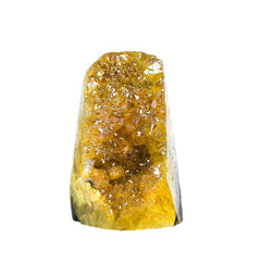 AMOYSTONE amethyst cluster yellow electroplated, ideal display piece for home decor.
