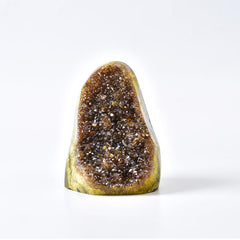 AMOYSTONE yellow-tinted amethyst close-up showcases vibrant color and natural facets.