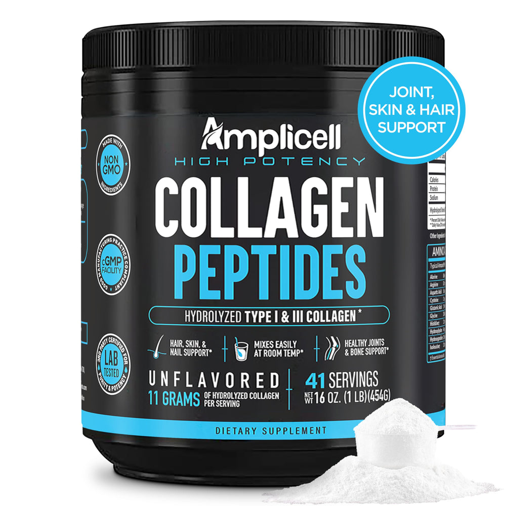 Amplicell Multi Collagen bottle front for daily beauty and joint wellness