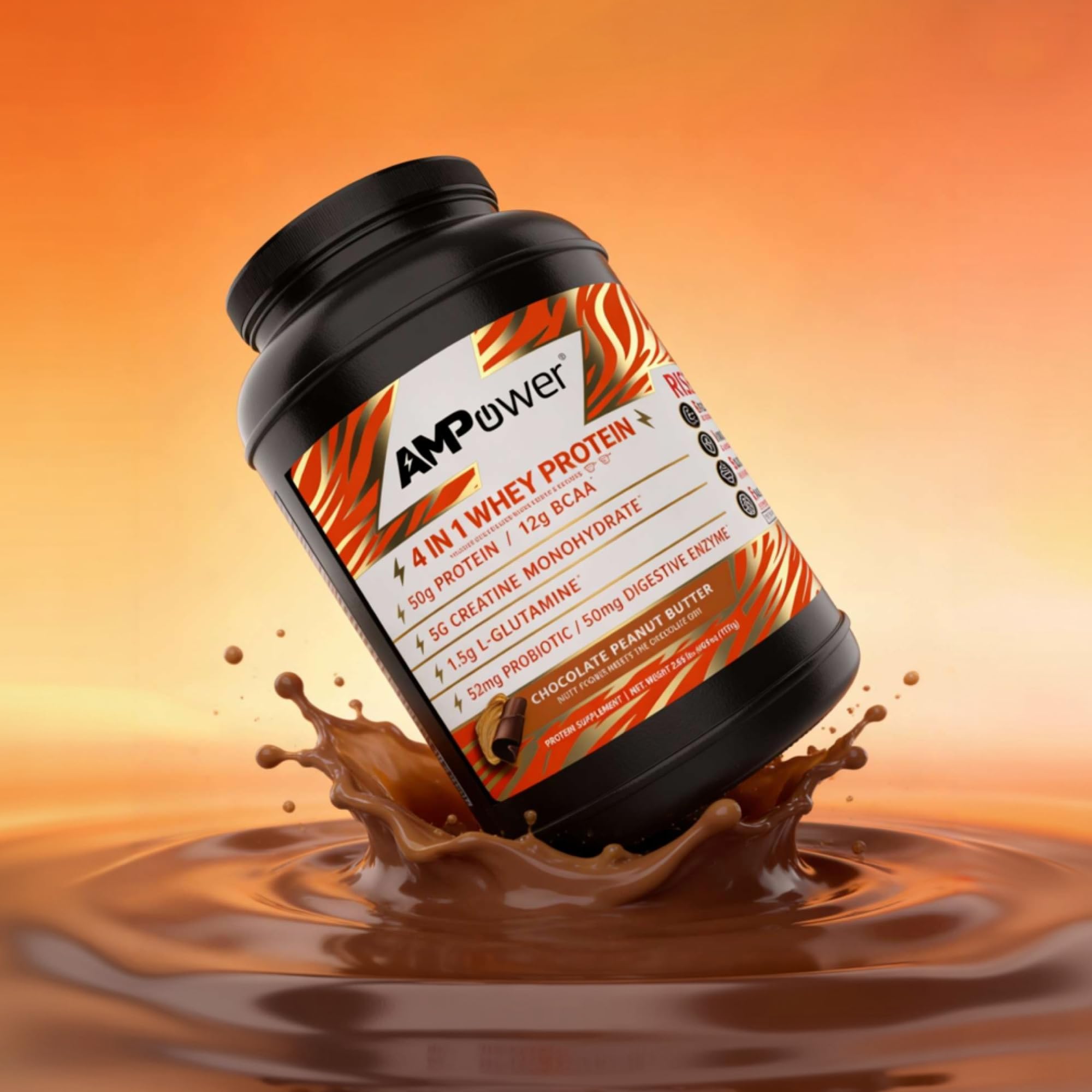 AMPOWER protein shake with water demonstrates easy mixing and on-the-go use