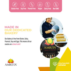 Boxed Amrita bars showing 36 bars for family-friendly energy on the go.