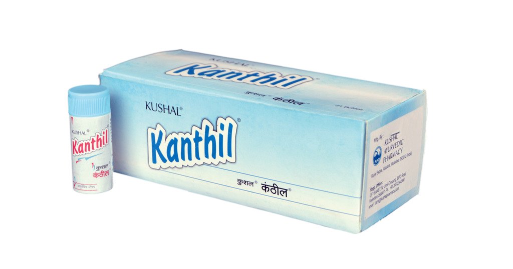 Amrita Kushal Kanthil bottle label signaling natural cough support and throat comfort