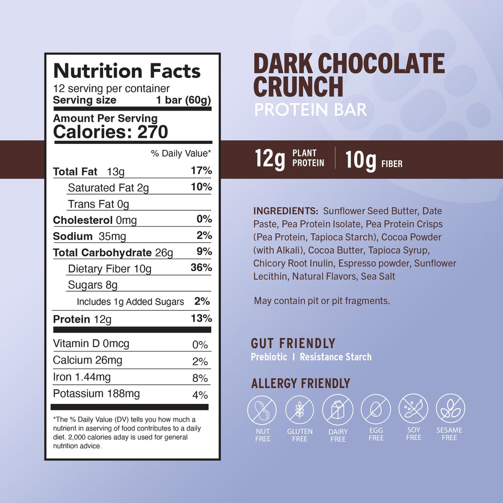 Amrita Nut Free Dark Chocolate Crunch bar texture with quinoa crisps, on-the-go appeal