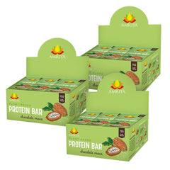 Amrita Nut Free Chocolate Maca Bar pack shot, allergen-free protein snack.