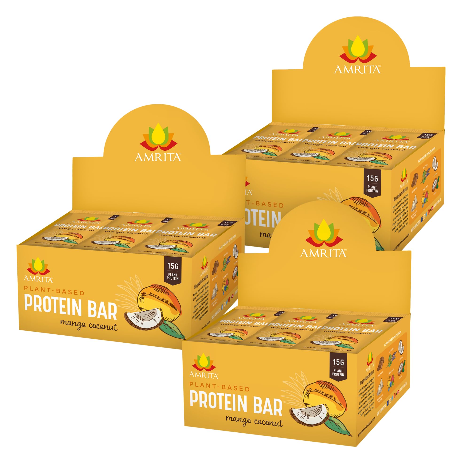 Amrita Nut Free Mango Coconut bar packaging showcases allergen-free snack option for busy days