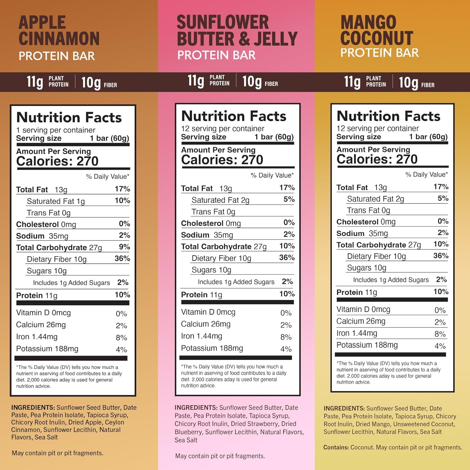 Amrita Nut Free Vegan Bar apple cinnamon, satisfying flavor with fiber for midday cravings.