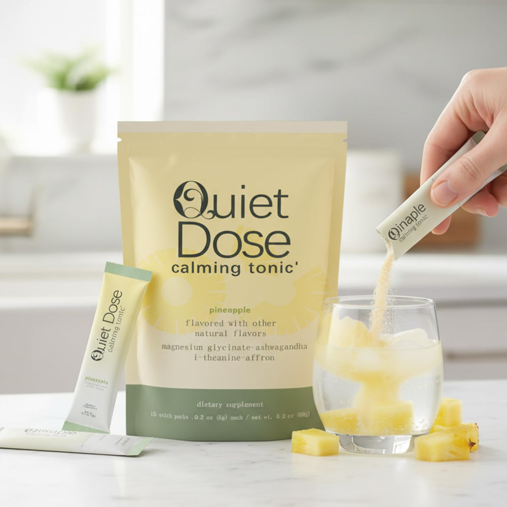 AMUA Quiet Dose eco-friendly packaging highlighting sustainability.