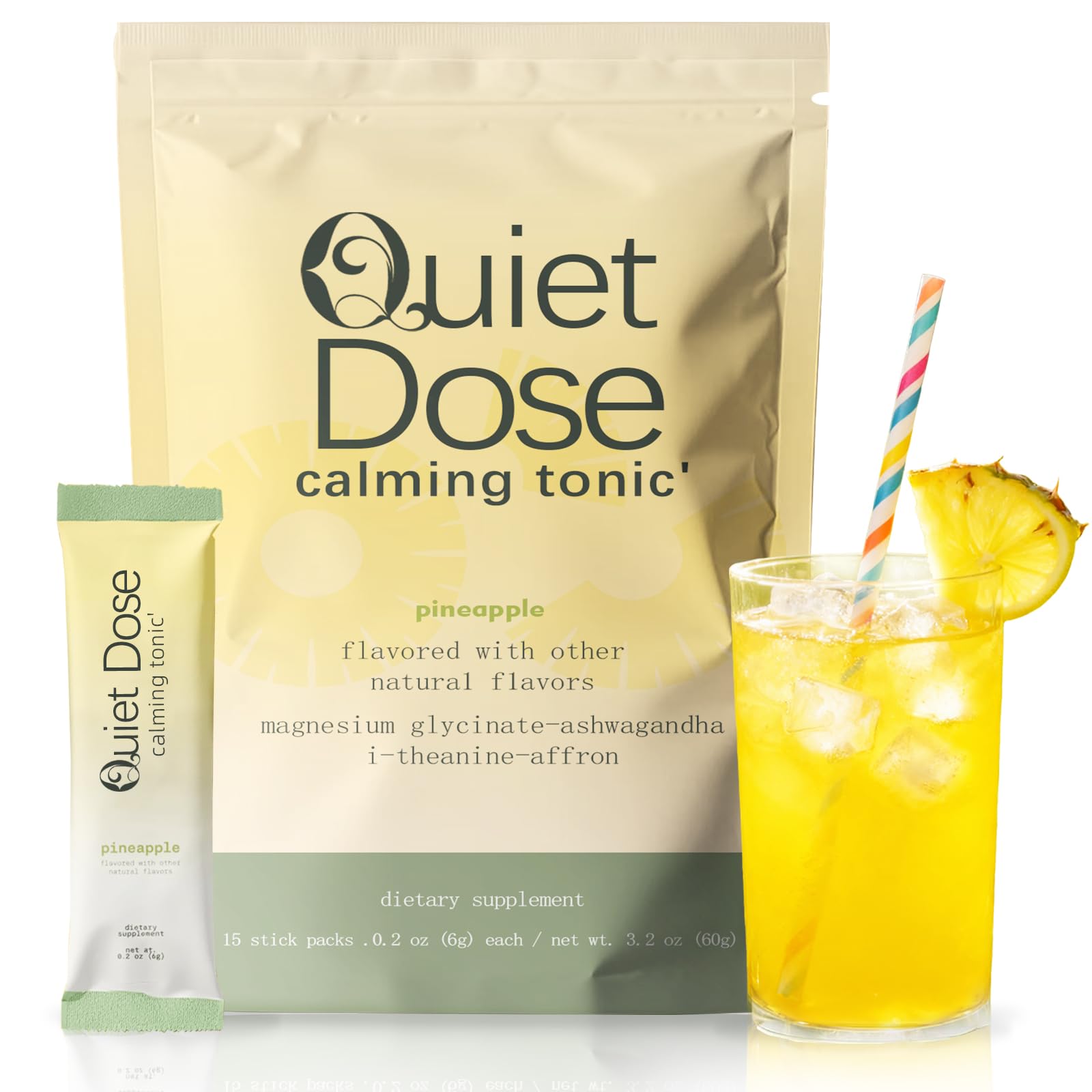 AMUA Quiet Dose Pineapple packet for convenient on-the-go calming.