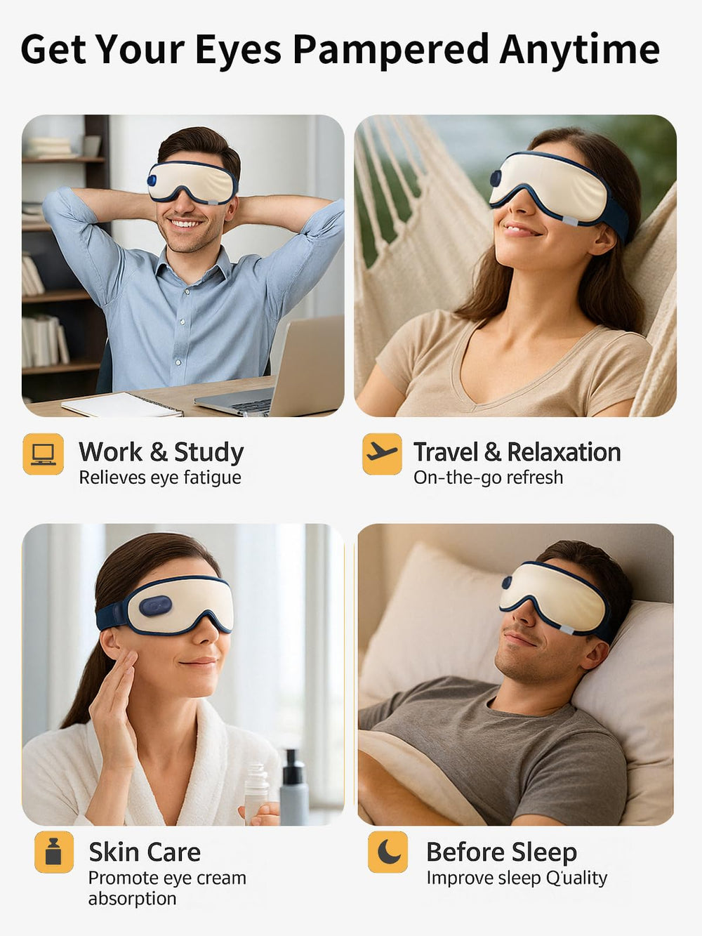 AMWVZ Eye Massager with adjustable headband for a secure fit.
