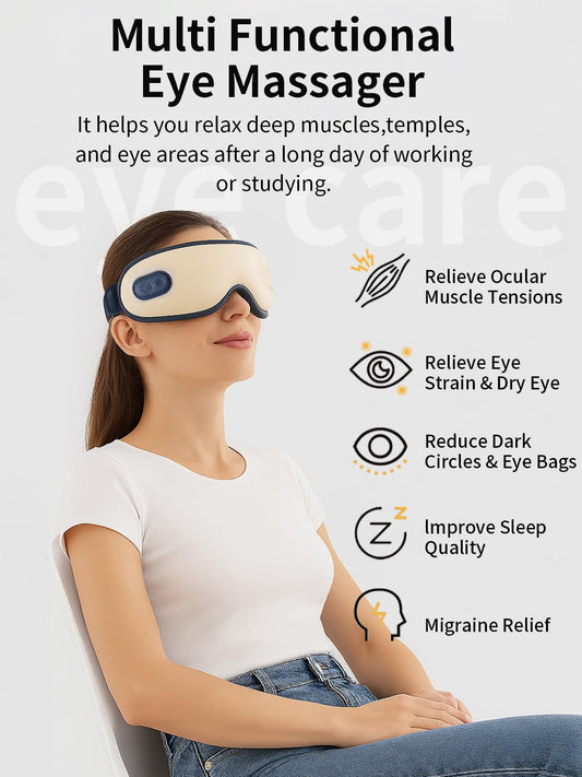 AMWVZ Eye Massager in use demonstrating a soothing massage and gentle heat.