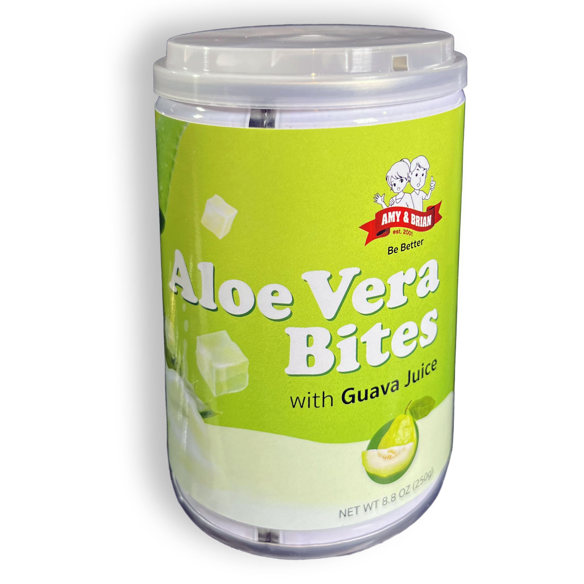 Amy & Brian Aloe Vera Bites guava pack shot for a healthy snack option