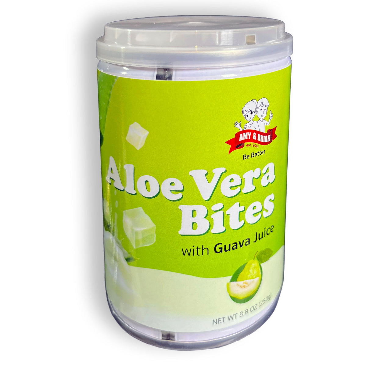 Amy & Brian Aloe Vera Bites guava pack shot for a healthy snack option