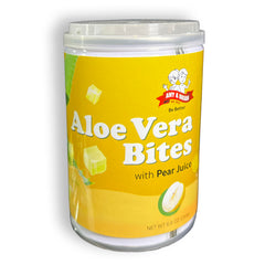 Amy & Brian Aloe Vera Bites pear pack shot showing chewy texture for on-the-go snacking