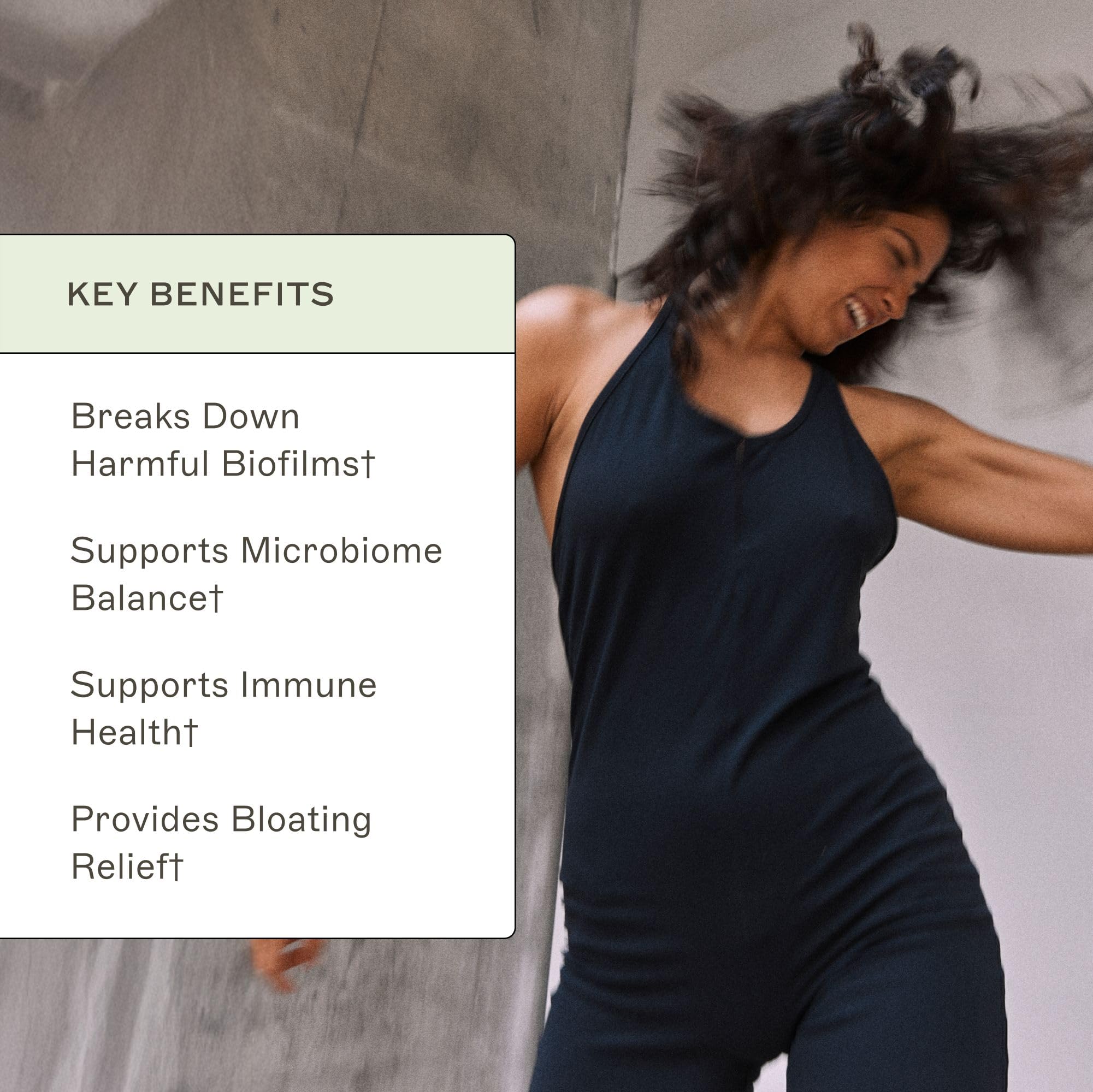 Amy Myers MD Biofilm Disruptor dispensing capsules for convenient daily use.