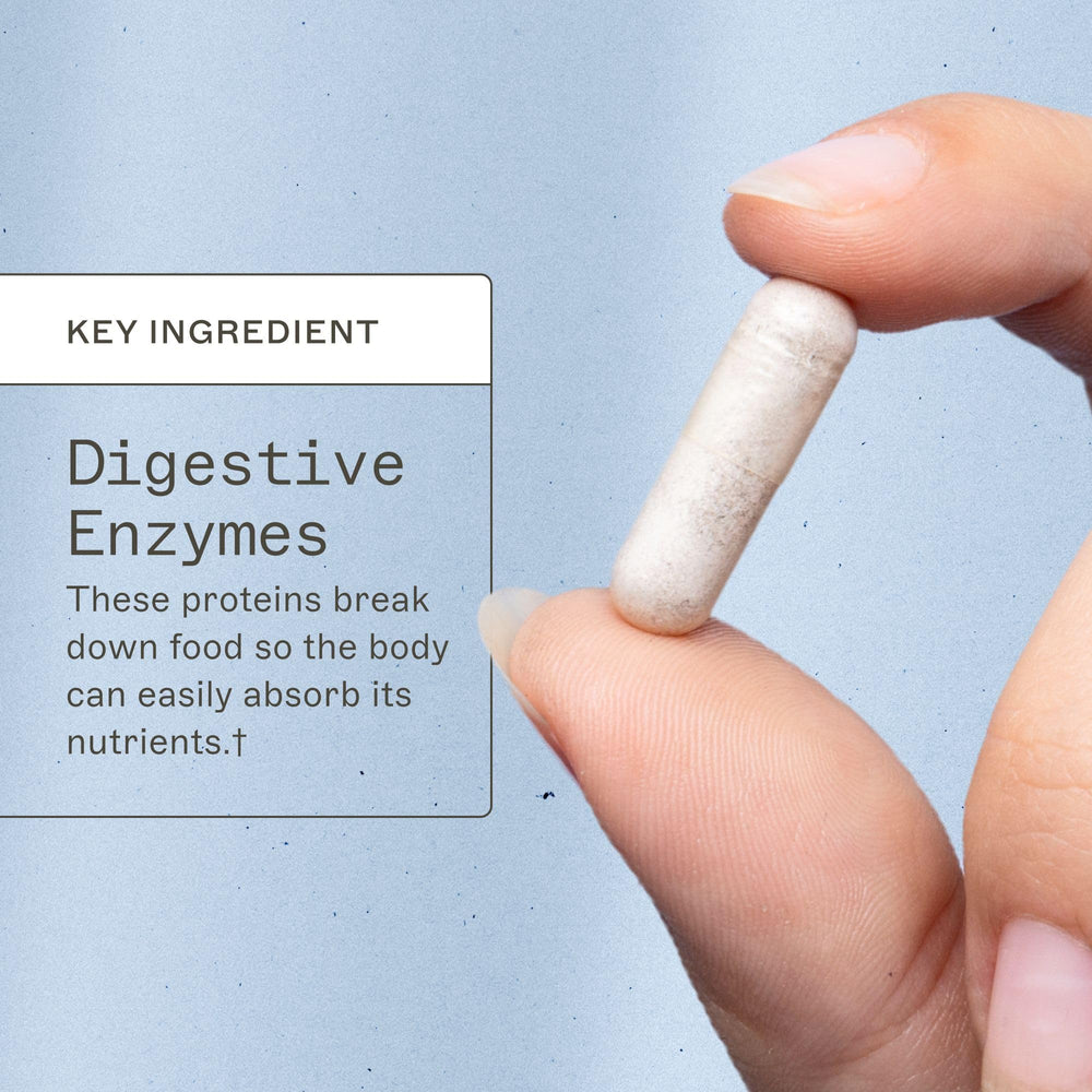 Amy Myers MD Complete Enzymes packaging label highlights gluten-free and dairy-free formulation.