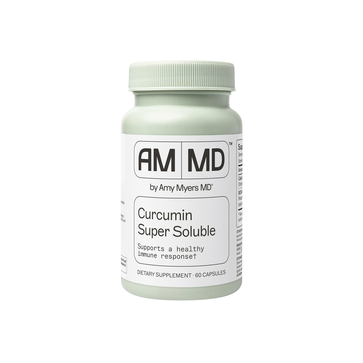 Amy Myers MD Curcumin Super Soluble bottle showing BCM-95 turmeric for immune support