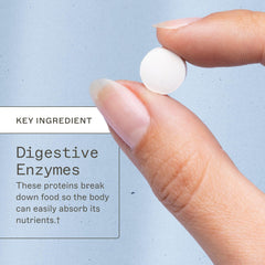 Amy Myers MD Digestive Enzymes bottle cap removed, ready to use after meals.