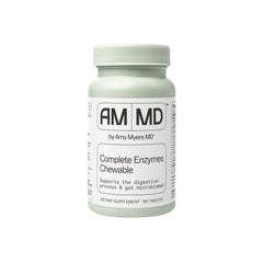 Amy Myers MD Digestive Enzymes chewables bottle label close-up for digestive support.
