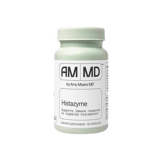Amy Myers MD Histazyme DAO bottle for histamine digestion support.