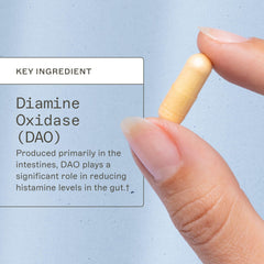 Amy Myers MD Histazyme DAO label highlights non-GMO formula.