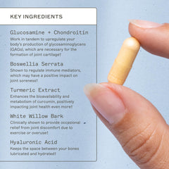 Close-up of Amy Myers MD Joint Support Complex capsules ready for daily mobility.