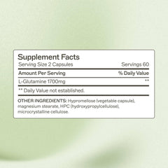 Amy Myers MD L-Glutamine capsules dosage panel highlights easy daily routine.