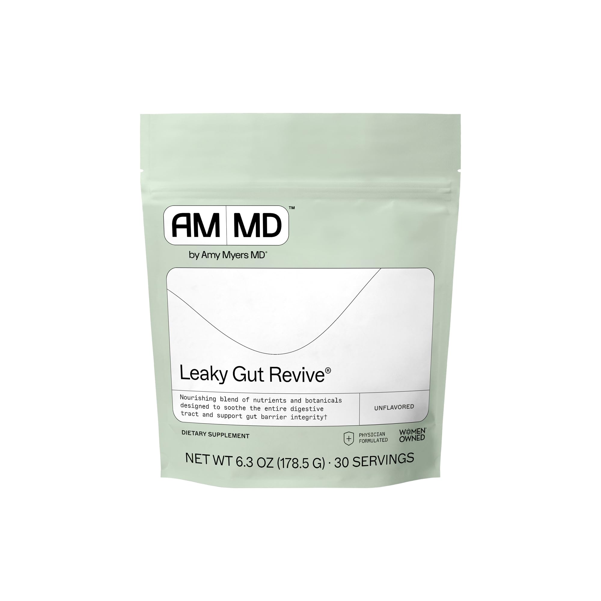 Amy Myers MD Leaky Gut Revive tub front for convenient daily gut support