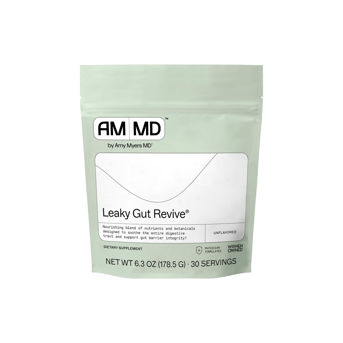 Amy Myers MD Leaky Gut Revive tub front for convenient daily gut support
