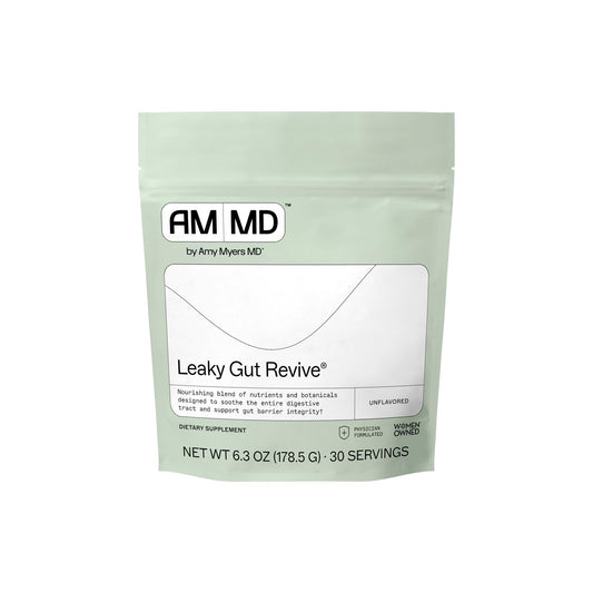Amy Myers MD Leaky Gut Revive tub front for convenient daily gut support