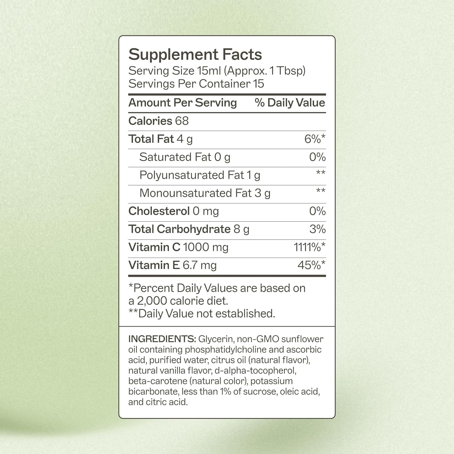 Amy Myers MD Liposomal Vitamin C label closeup shows non-GMO gluten-free dairy-free formula