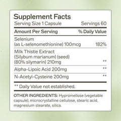 Amy Myers MD Liver Support label info highlights milk thistle and turmeric benefits.