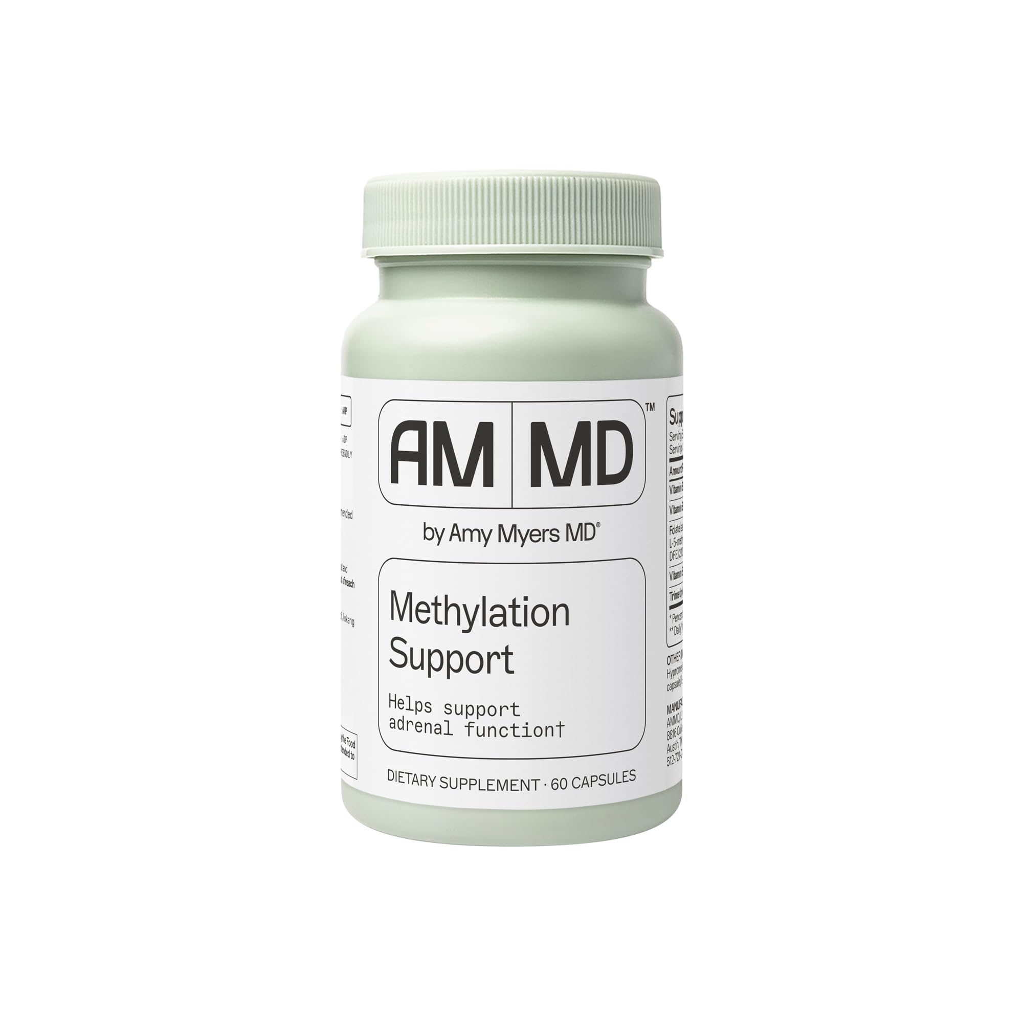 Amy Myers MD Methylation Support bottle front promotes potential methylation balance.