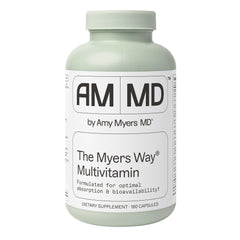 Amy Myers MD The Myers Way multivitamin bottle supports daily immune resilience.