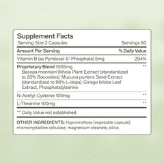 Amy Myers MD NeuroLive bottle back showing ingredients for memory support.