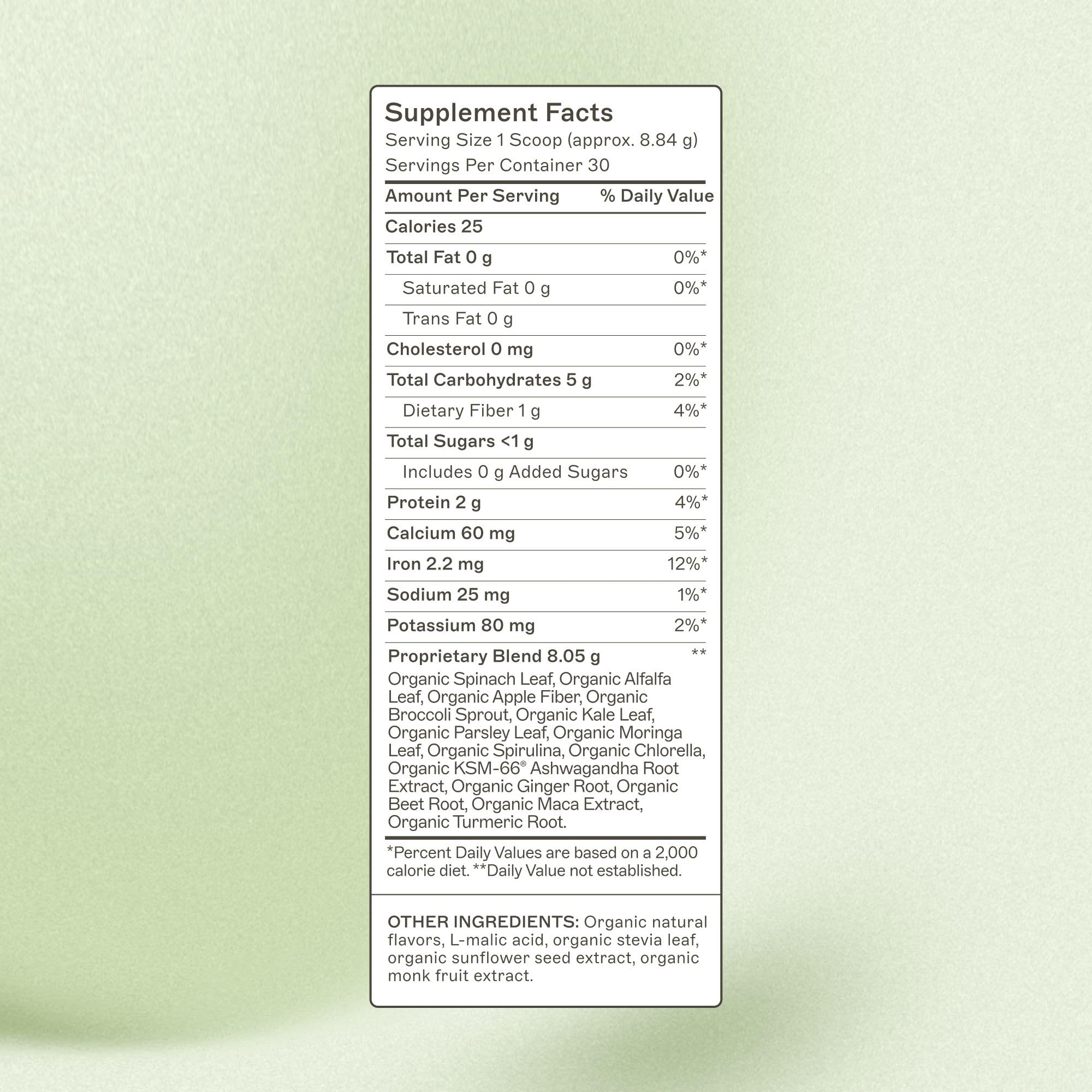 Amy Myers MD Organic Greens Powder scoop on spoon for easy serving