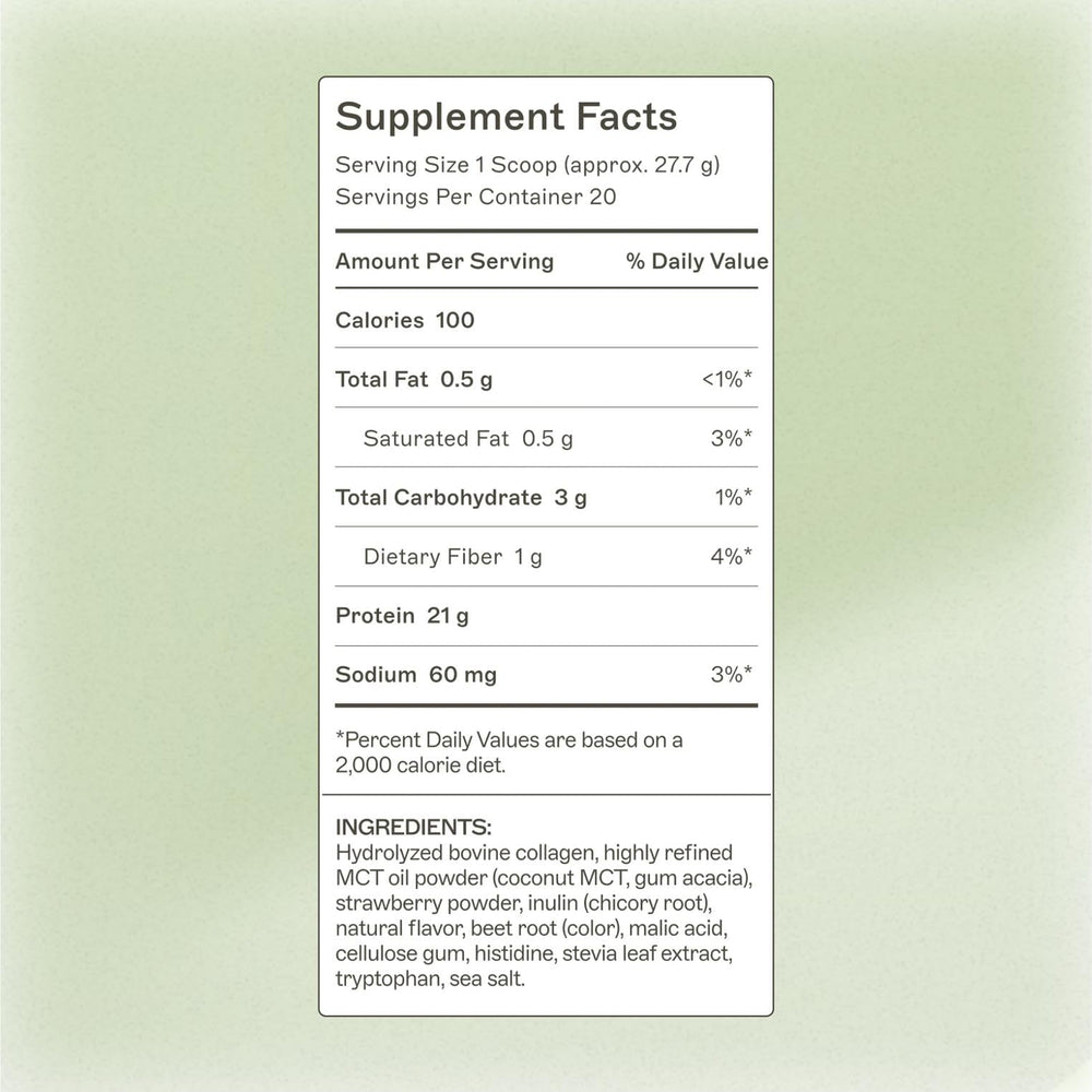 Scoop of Amy Myers MD paleo protein powder strawberry and cream for daily nourishment.
