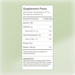 Salted caramel Paleo Protein powder scoop highlighting 21 g protein per serving